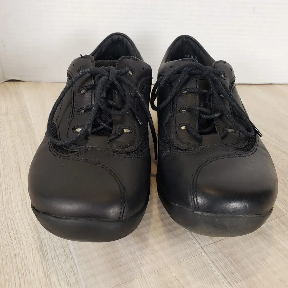 Clarks In Motion Rock Black Leather Secure Lace-Up Walking Shoes Size 9M